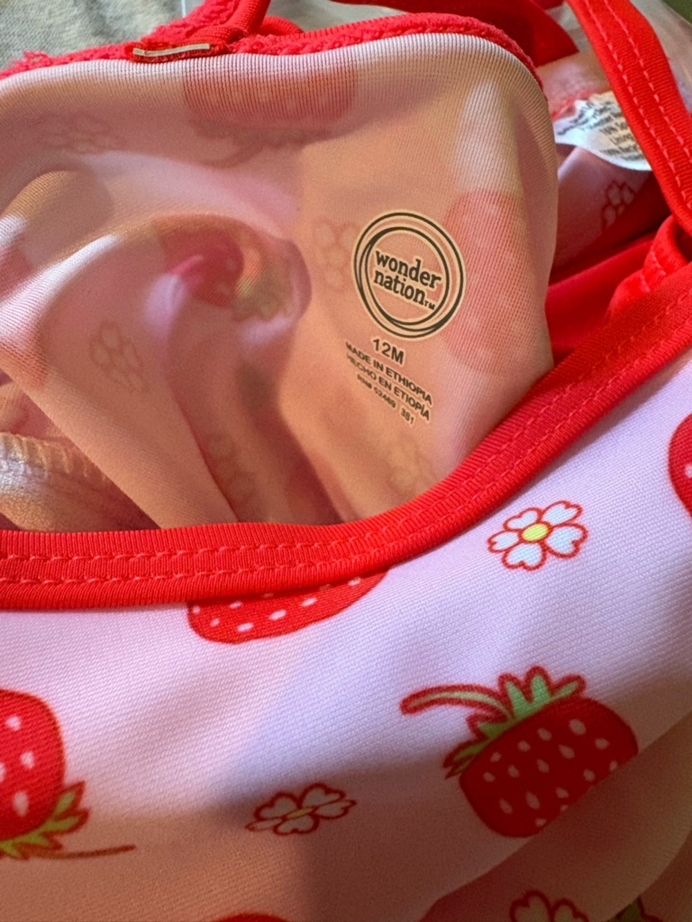 Wonder Nation Pink and Red Strawberry Tankini Swim Set - Picture 2 of 5